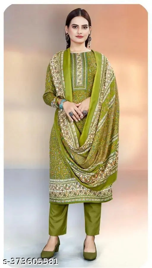 Superb Quality Pashmina Kashmiri Print Suit n Dress Material With Shawl